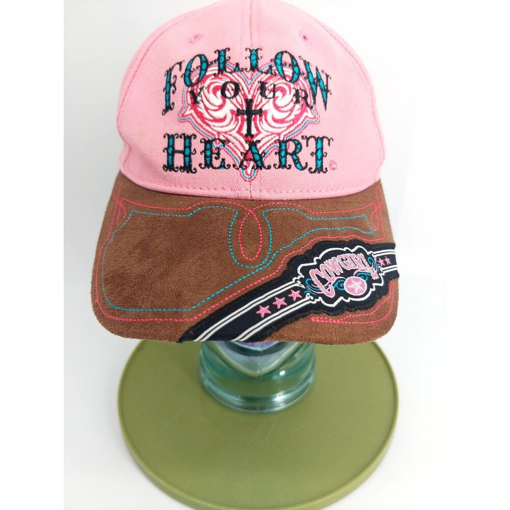Follow Your Heart Cowgirl Leather Bill Pink and Turquoise Hook n Loop hat